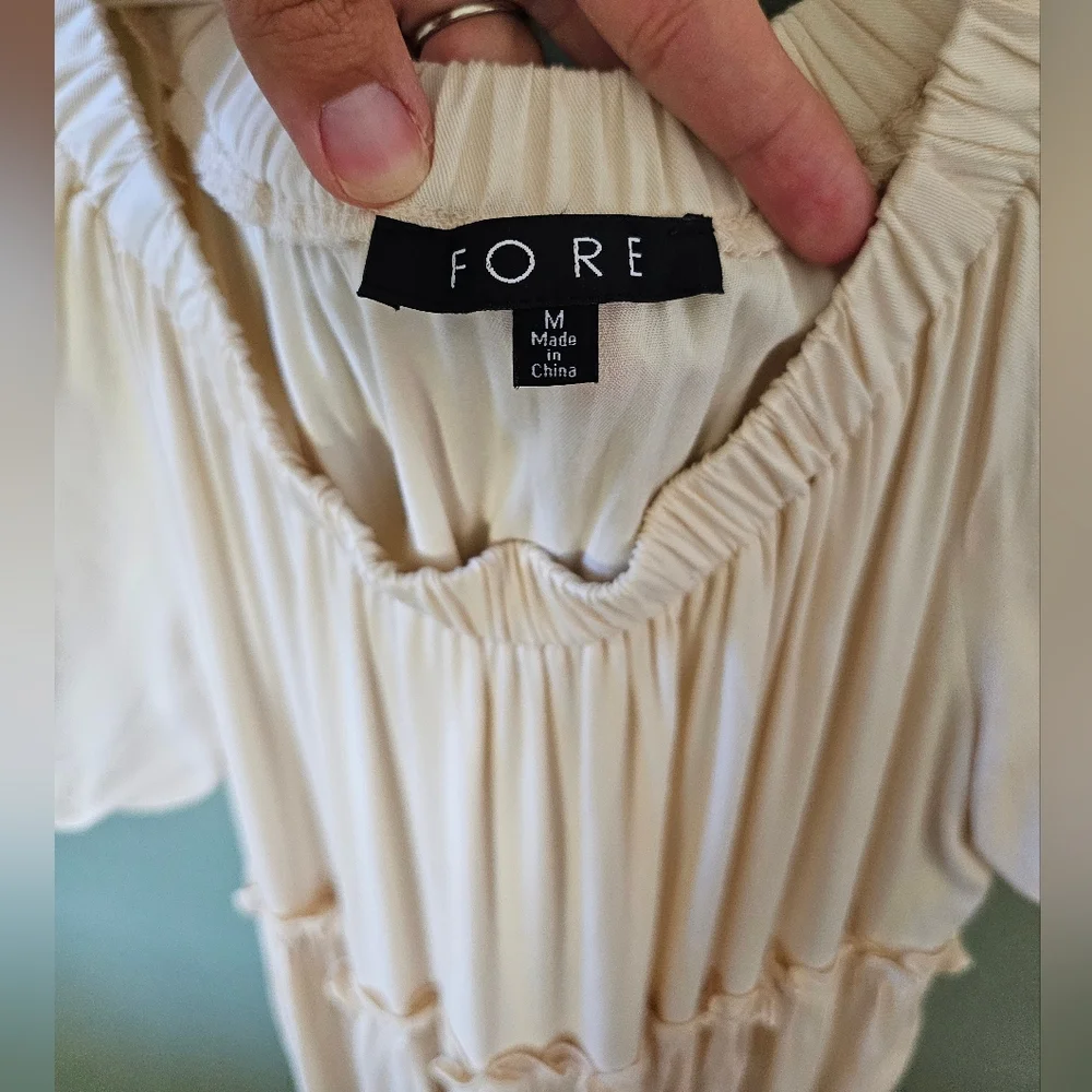 Pinkblush Cream Off-Shoulder Ruffle Tiered Maternity Maxi Dress
